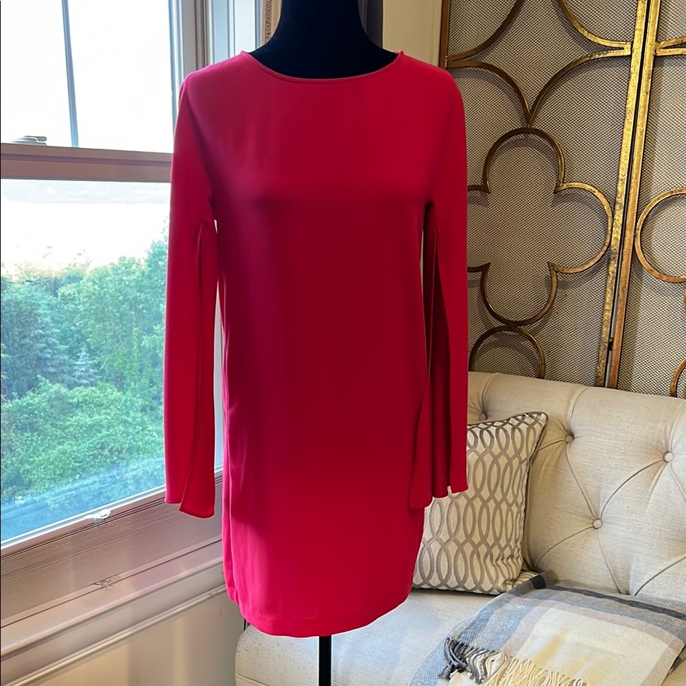 Zara Red Sheath Dress with Bell Sleeves